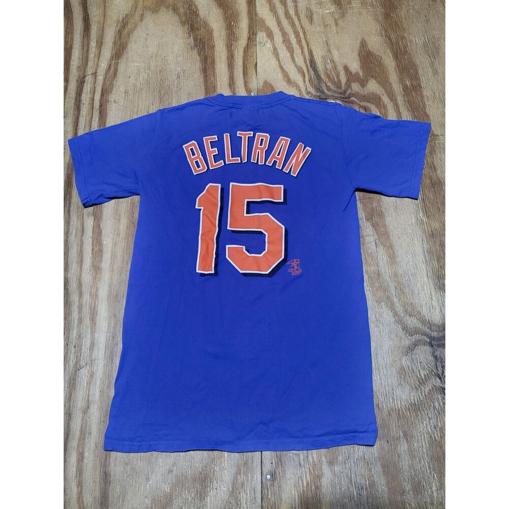 New York Mets t shirt Cotton Pullover Crewneck Shortsleeve Blue Beltran @M2